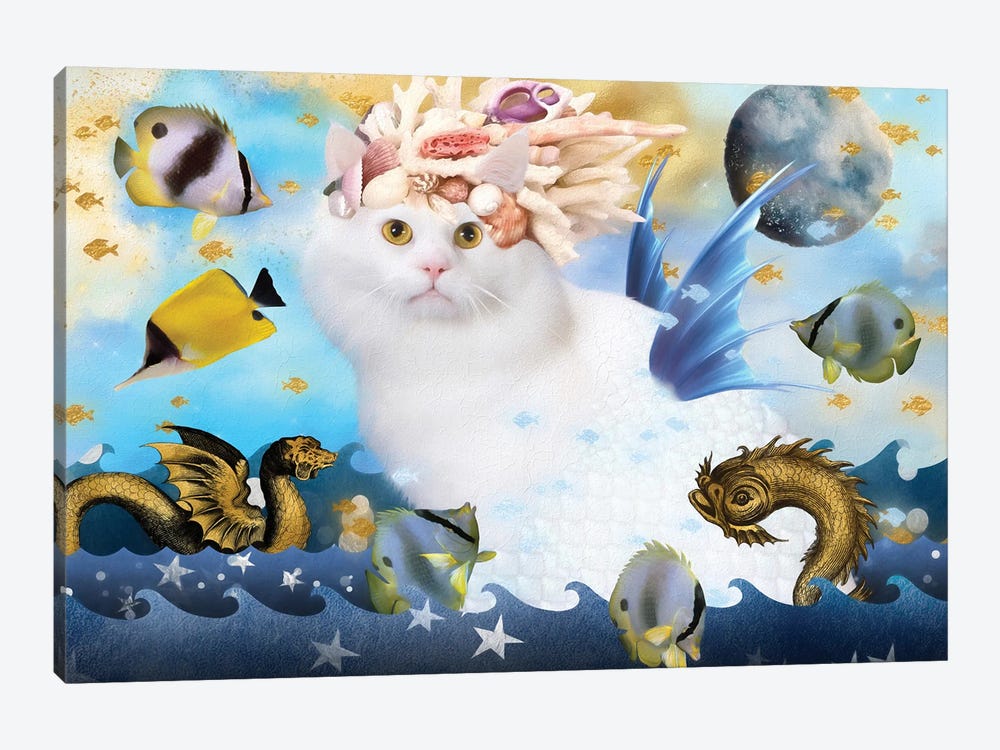 White Cat Mermaid by Nobility Dogs 1-piece Canvas Art Print