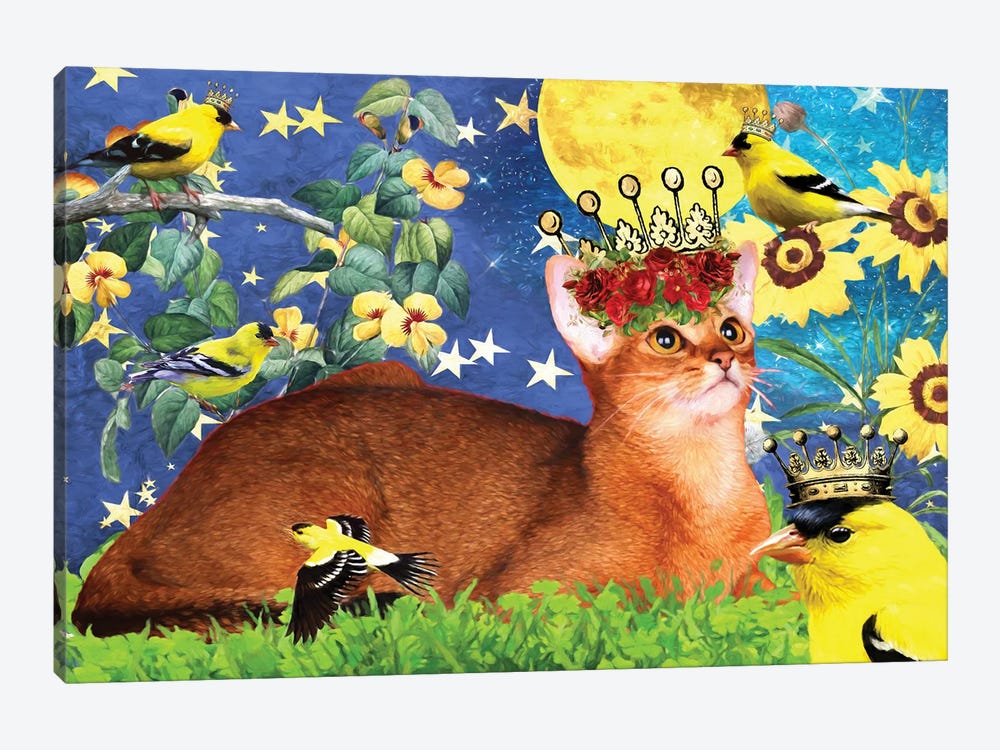 Abyssinian Cat And American Goldfinch by Nobility Dogs 1-piece Canvas Print