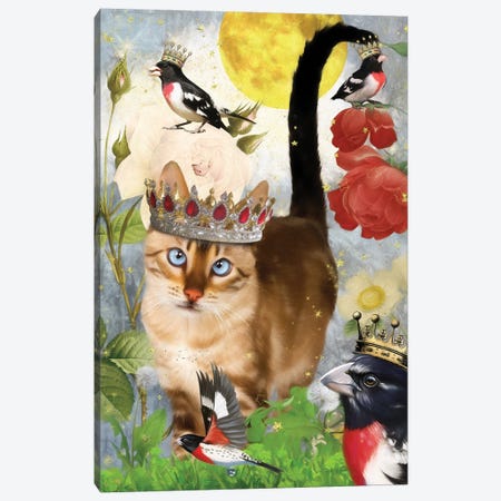 Bengal Cat And Grosbeak Canvas Print #NDG508} by Nobility Dogs Canvas Art Print