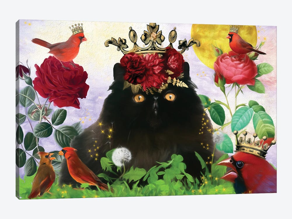 Persian Cat And Cardinal by Nobility Dogs 1-piece Canvas Print
