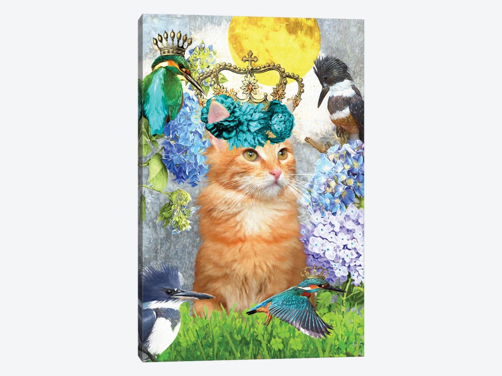 Red Tabby Cat And Kingfisher by Nobility Dogs 1-piece Canvas Print