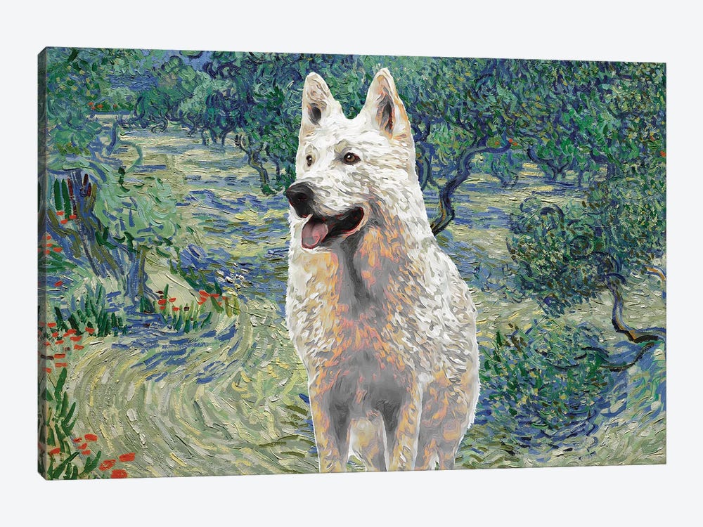 White Shepherd Olive Orchard by Nobility Dogs 1-piece Canvas Print