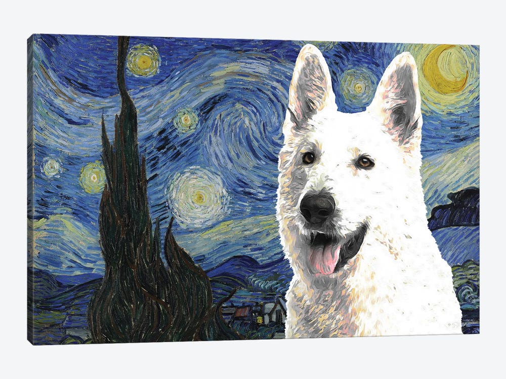 White Shepherd Starry Night by Nobility Dogs 1-piece Canvas Wall Art