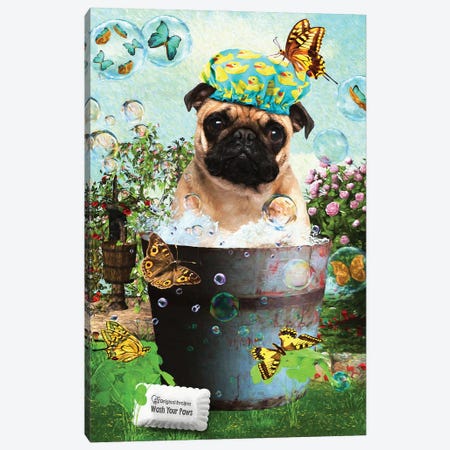 Fawn Pug Wash Your Paws Canvas Print #NDG52} by Nobility Dogs Canvas Art Print