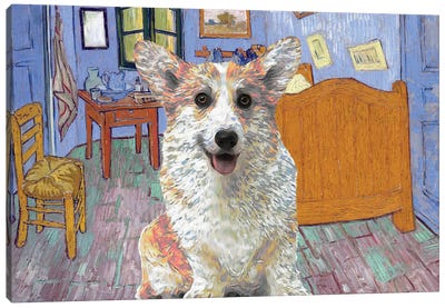 Pembroke Welsh Corgi The Bedroom Canvas Art Print - Nobility Dogs