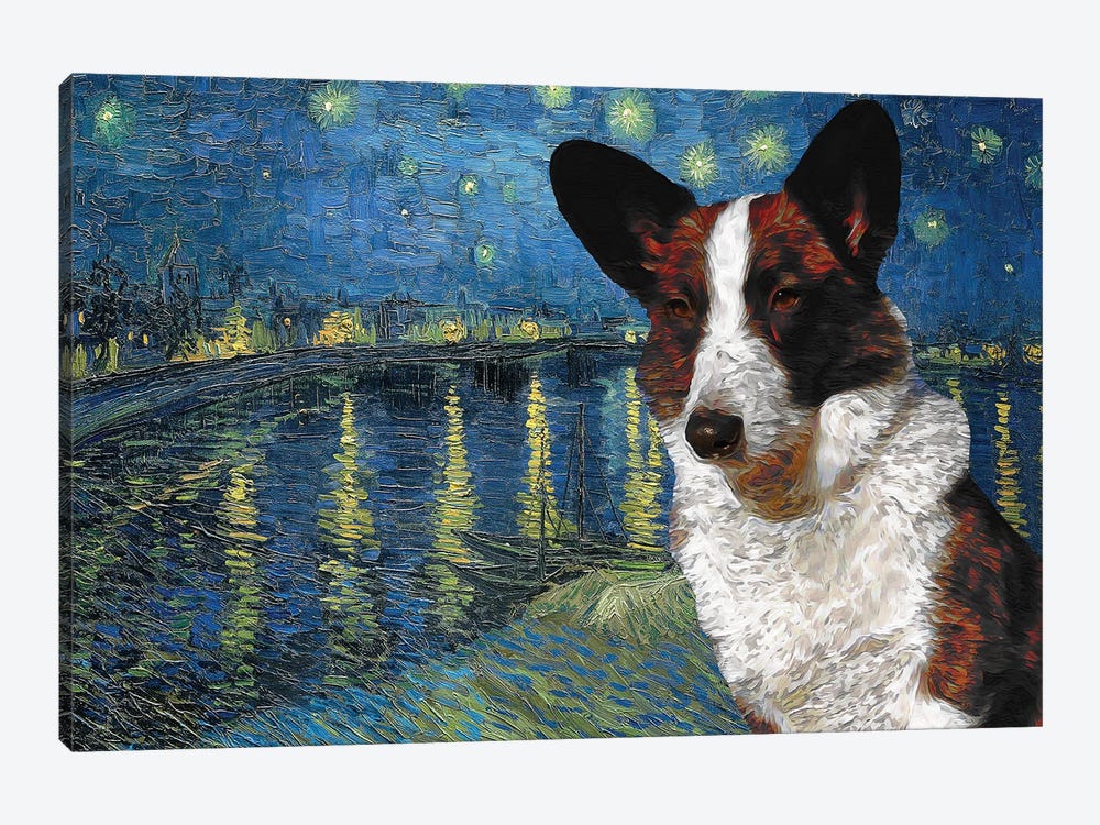 Cardigan Welsh Corgi Starry Night Over The Rhone by Nobility Dogs 1-piece Canvas Print