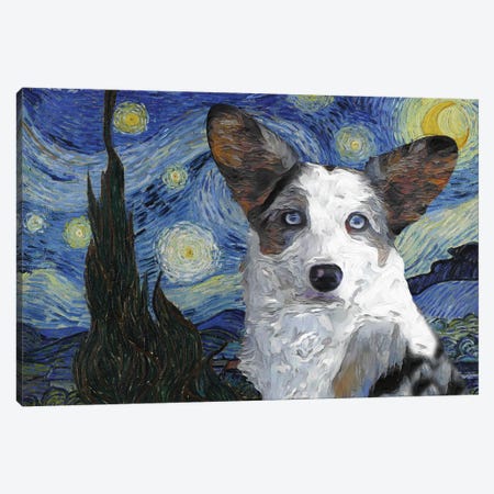 Cardigan Welsh Corgi The Starry Night Canvas Print #NDG536} by Nobility Dogs Canvas Art Print