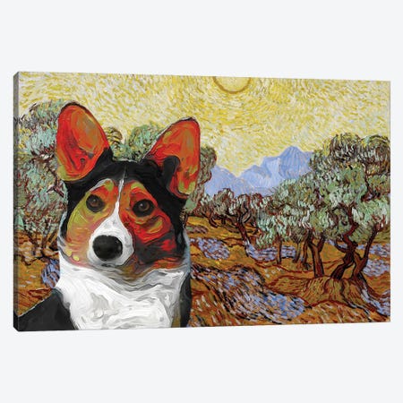 Cardigan Welsh Corgi Olive Trees Canvas Print #NDG537} by Nobility Dogs Canvas Print
