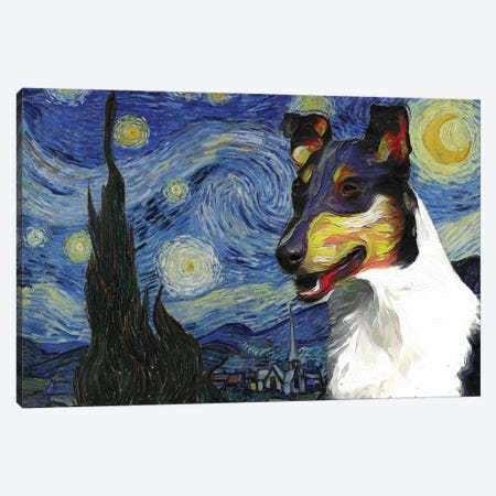 Smooth Collie The Starry Night Canvas Print #NDG538} by Nobility Dogs Canvas Art