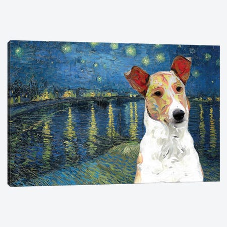 Smooth Collie Starry Night Over The Rhone Canvas Print #NDG539} by Nobility Dogs Canvas Art