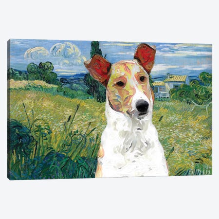Smooth Collie Green Wheat Field With Cypress Canvas Print #NDG540} by Nobility Dogs Canvas Art Print