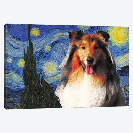 Rough Collie The Starry Night Canvas Print #NDG543} by Nobility Dogs Canvas Print