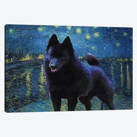 Schipperke Starry Night Over The Rhone Canvas Print #NDG546} by Nobility Dogs Canvas Artwork