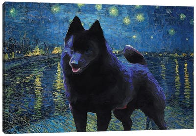 Schipperke Starry Night Over The Rhone Canvas Art Print