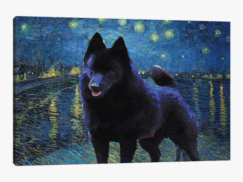 Schipperke Starry Night Over The Rhone by Nobility Dogs 1-piece Canvas Wall Art