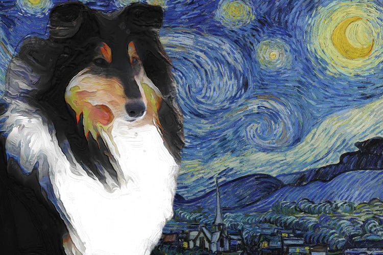 Tricolor Rough Collie The Starry Night