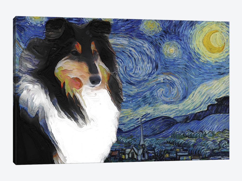 Tricolor Rough Collie The Starry Night by Nobility Dogs 1-piece Canvas Wall Art