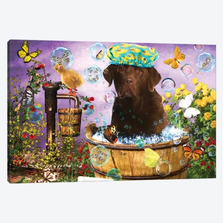 Choco Labrador Retriever Wash Your Paws Canvas Print #NDG54} by Nobility Dogs Canvas Wall Art