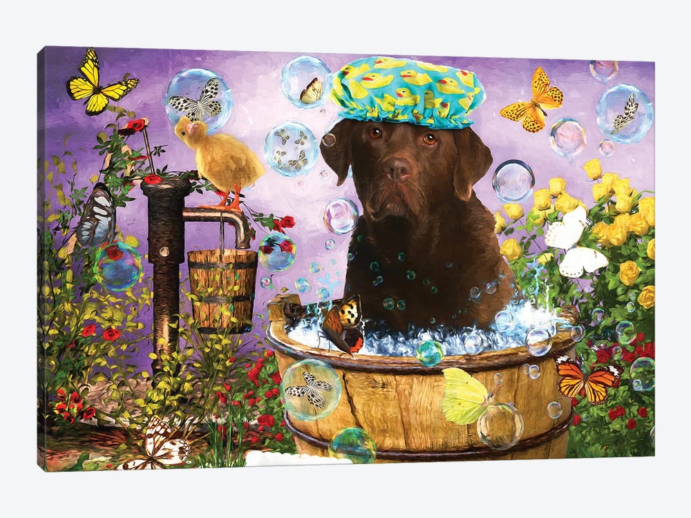 Choco Labrador Retriever Wash Your Paws by Nobility Dogs 1-piece Canvas Art Print