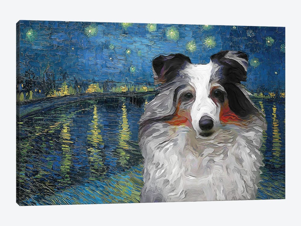 Shetland Sheepdog Blue Merle Sheltie Starry Night Over The Rhone by Nobility Dogs 1-piece Art Print