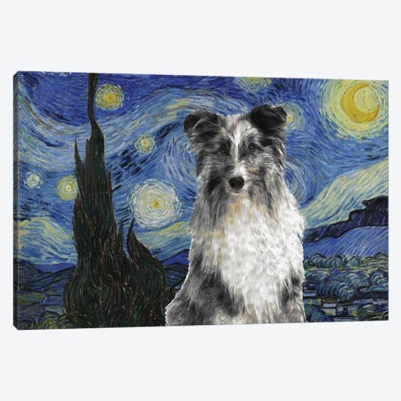 Shetland Sheepdog Sheltie Blue Merle The Starry Night Canvas Print #NDG551} by Nobility Dogs Canvas Art