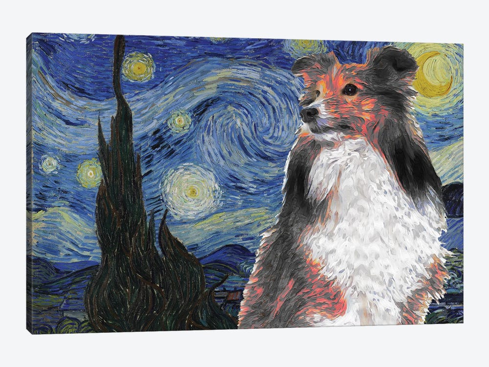 Shetland Sheepdog Sheltie The Starry Night by Nobility Dogs 1-piece Canvas Art