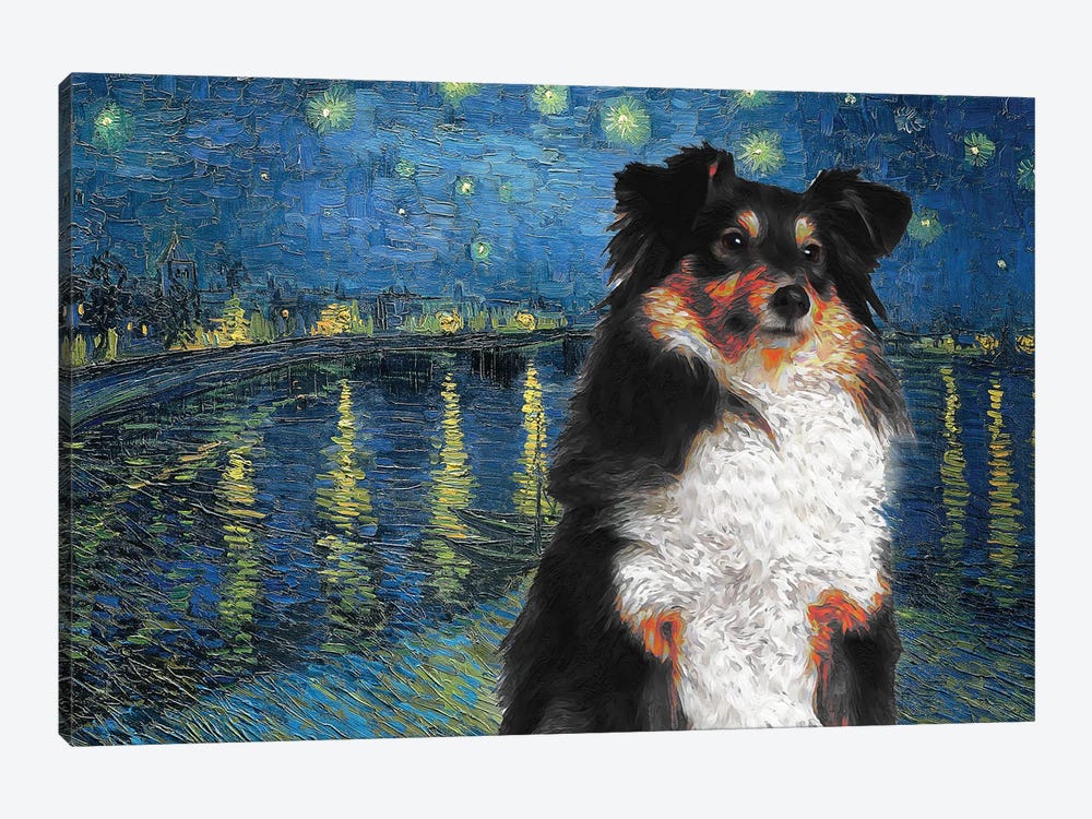 Shetland Sheepdog Tri Color Sheltie Starry Night Over The Rhone by Nobility Dogs 1-piece Canvas Artwork