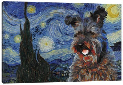 Pumi Dog The Starry Night Canvas Art Print - All Things Van Gogh