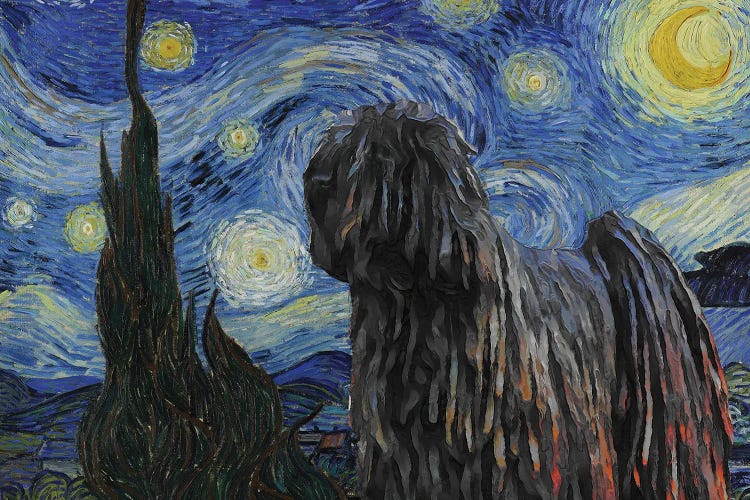 Black Puli Dog The Starry Night