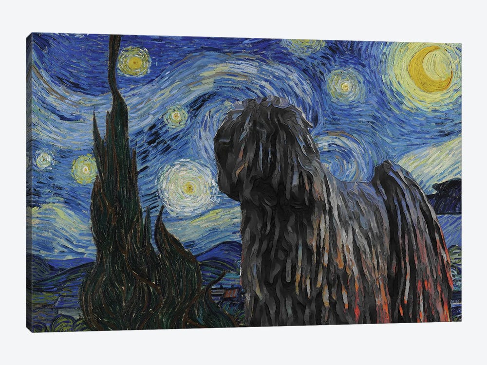 Black Puli Dog The Starry Night by Nobility Dogs 1-piece Canvas Art