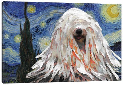 Puli Dog The Starry Night Canvas Art Print - All Things Van Gogh