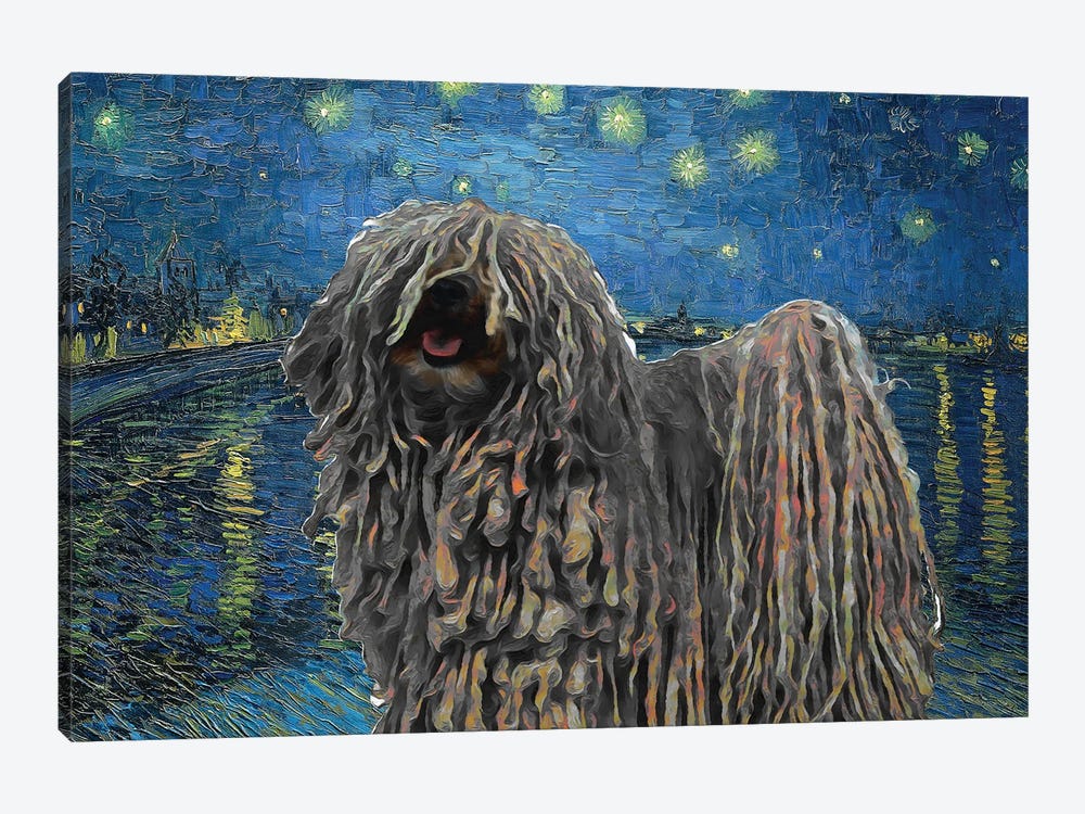 Puli Dog Starry Night Over The Rhone by Nobility Dogs 1-piece Canvas Art