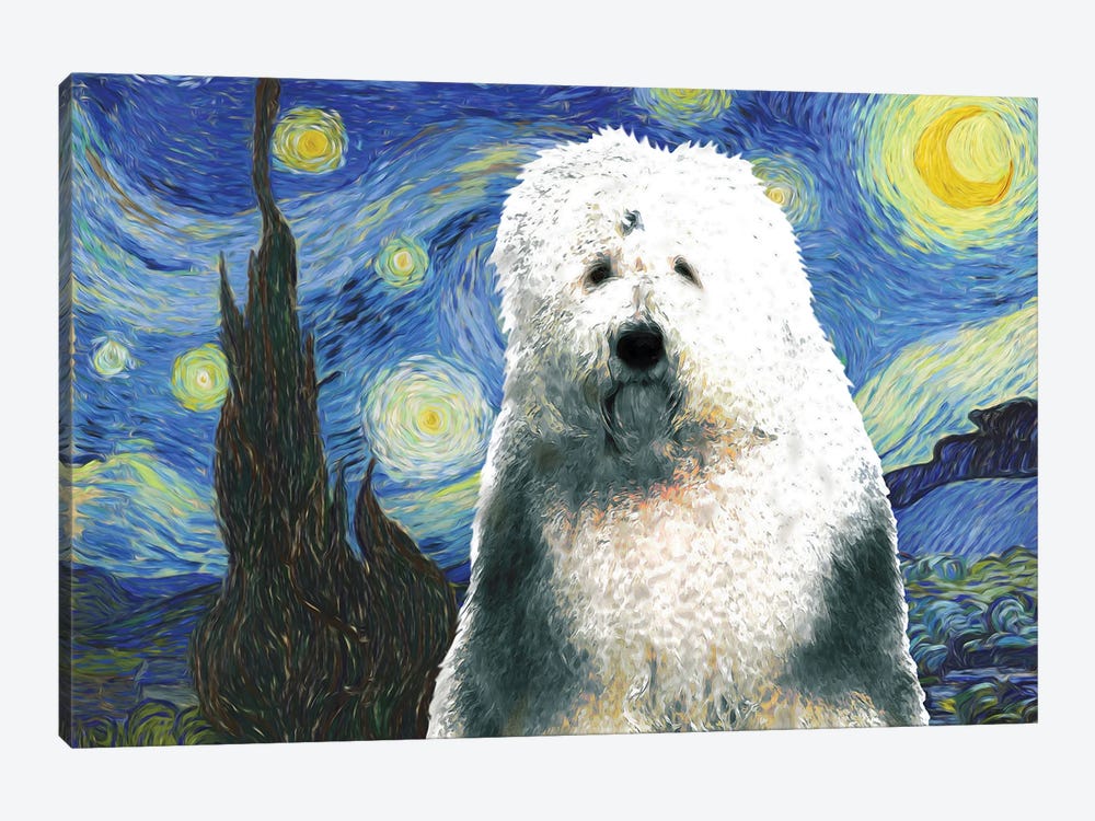 Old English Sheepdog Starry Night by Nobility Dogs 1-piece Canvas Wall Art