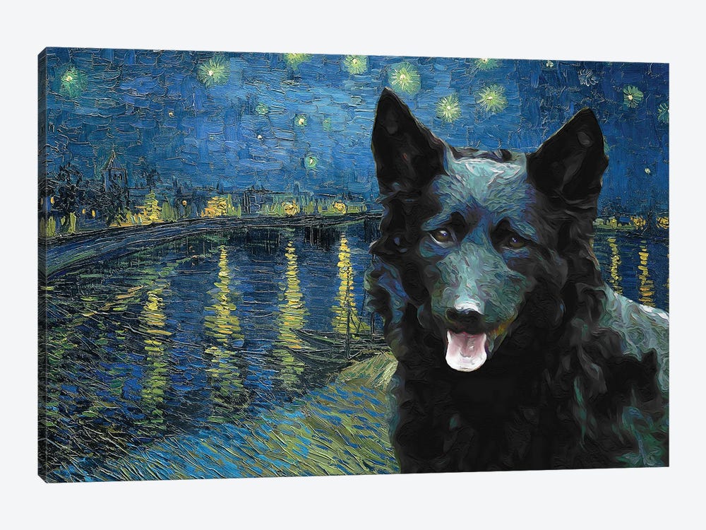 Mudi Dog Starry Night Over The Rhone by Nobility Dogs 1-piece Canvas Art Print
