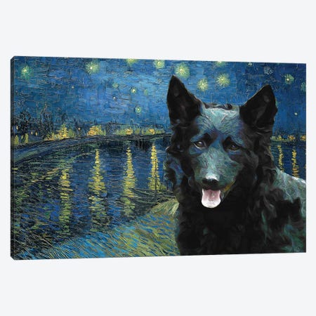 Mudi Dog Starry Night Over The Rhone Canvas Print #NDG563} by Nobility Dogs Art Print