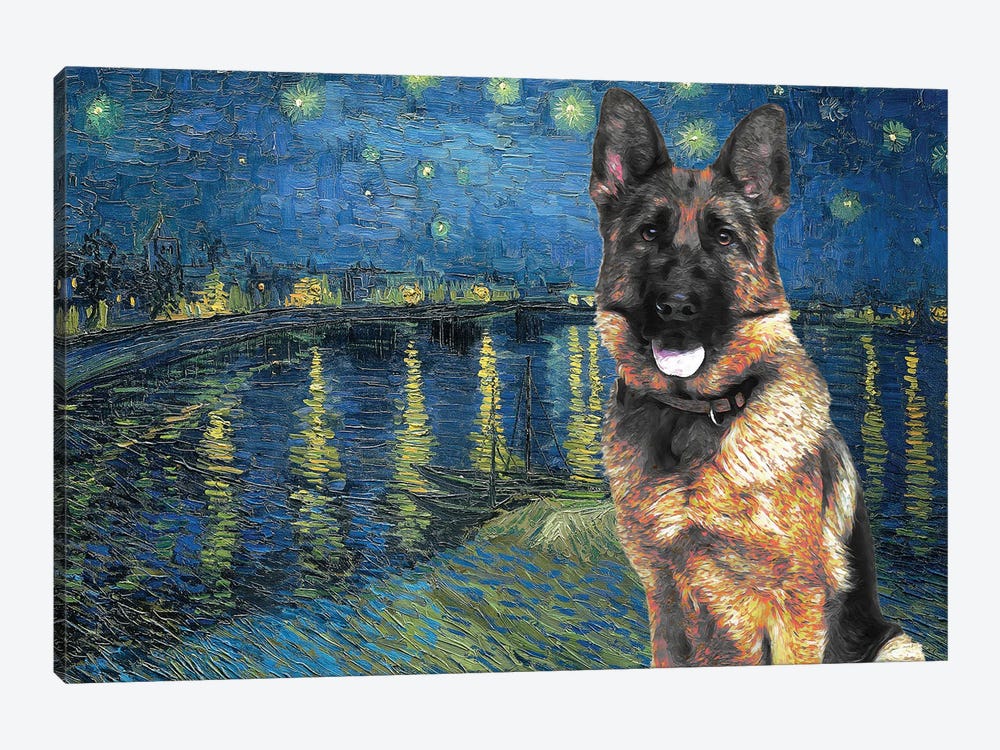 German Shepherd Starry Night Over The Rhone by Nobility Dogs 1-piece Canvas Artwork