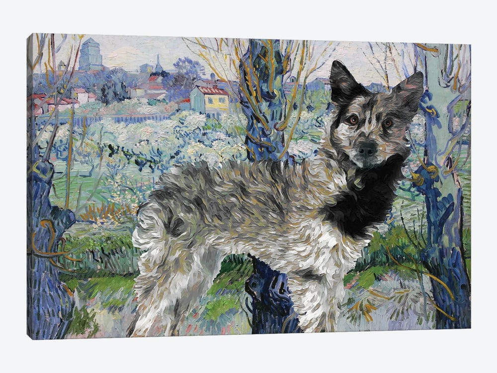 Mudi Dog Orchard In Blossom by Nobility Dogs 1-piece Canvas Wall Art