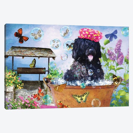Portuguese Water Dog Wash Your Paws Canvas Print #NDG56} by Nobility Dogs Canvas Art