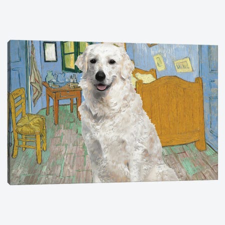 Kuvasz Dog The Bedroom Canvas Print #NDG570} by Nobility Dogs Canvas Artwork