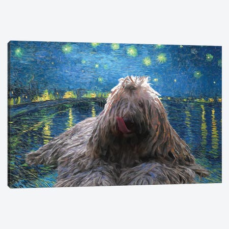 Komondor Dog Starry Night Over The Rhone Canvas Print #NDG571} by Nobility Dogs Canvas Artwork