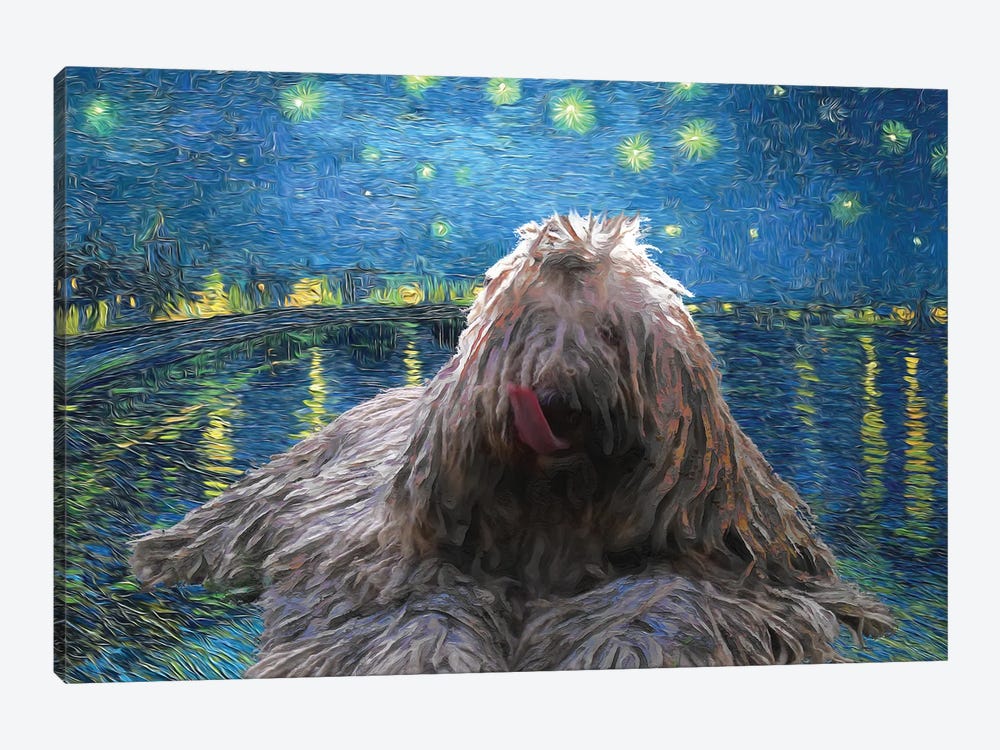 Komondor Dog Starry Night Over The Rhone by Nobility Dogs 1-piece Canvas Art