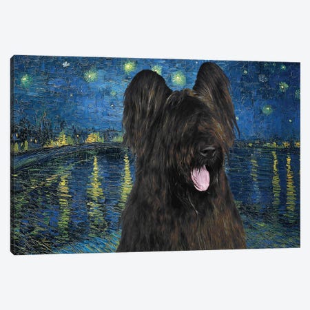 Briard Dog Starry Night Over The Rhone Canvas Print #NDG573} by Nobility Dogs Canvas Wall Art
