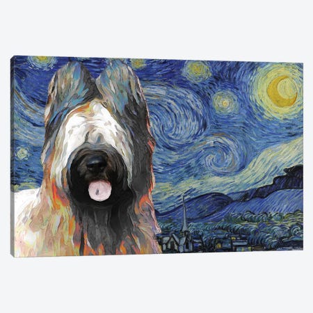 Briard Dog The Starry Night Canvas Print #NDG574} by Nobility Dogs Canvas Art Print