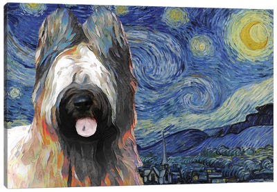 Briard Dog The Starry Night Canvas Art Print
