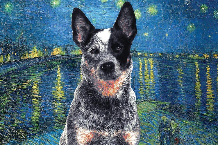 Australian Cattle Dog Blue Heeler Starry Night Over The Rhone