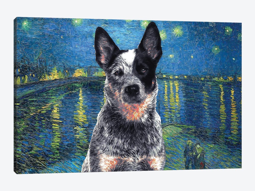 Australian Cattle Dog Blue Heeler Starry Night Over The Rhone 1-piece Art Print