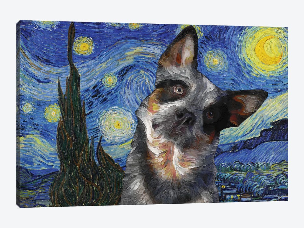 Australian Cattle Dog Blue Heeler Starry Night by Nobility Dogs 1-piece Canvas Art