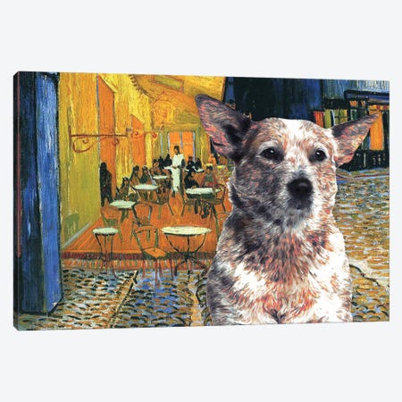 Australian Cattle Dog Red Heeler Cafe Terrace Canvas Print #NDG578} by Nobility Dogs Canvas Artwork