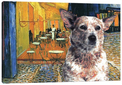 Australian Cattle Dog Red Heeler Cafe Terrace Canvas Art Print - Australian Cattle Dogs