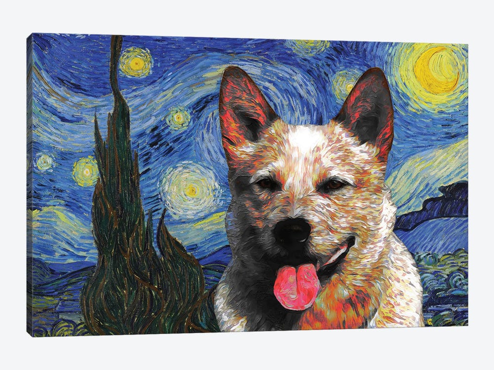 Australian Cattle Dog Red Heeler Starry Night by Nobility Dogs 1-piece Canvas Wall Art
